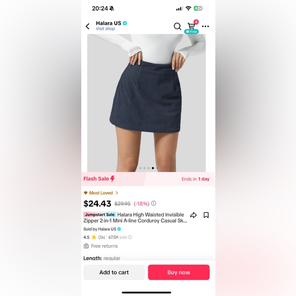 Halara Corduroy Skort / Skirt